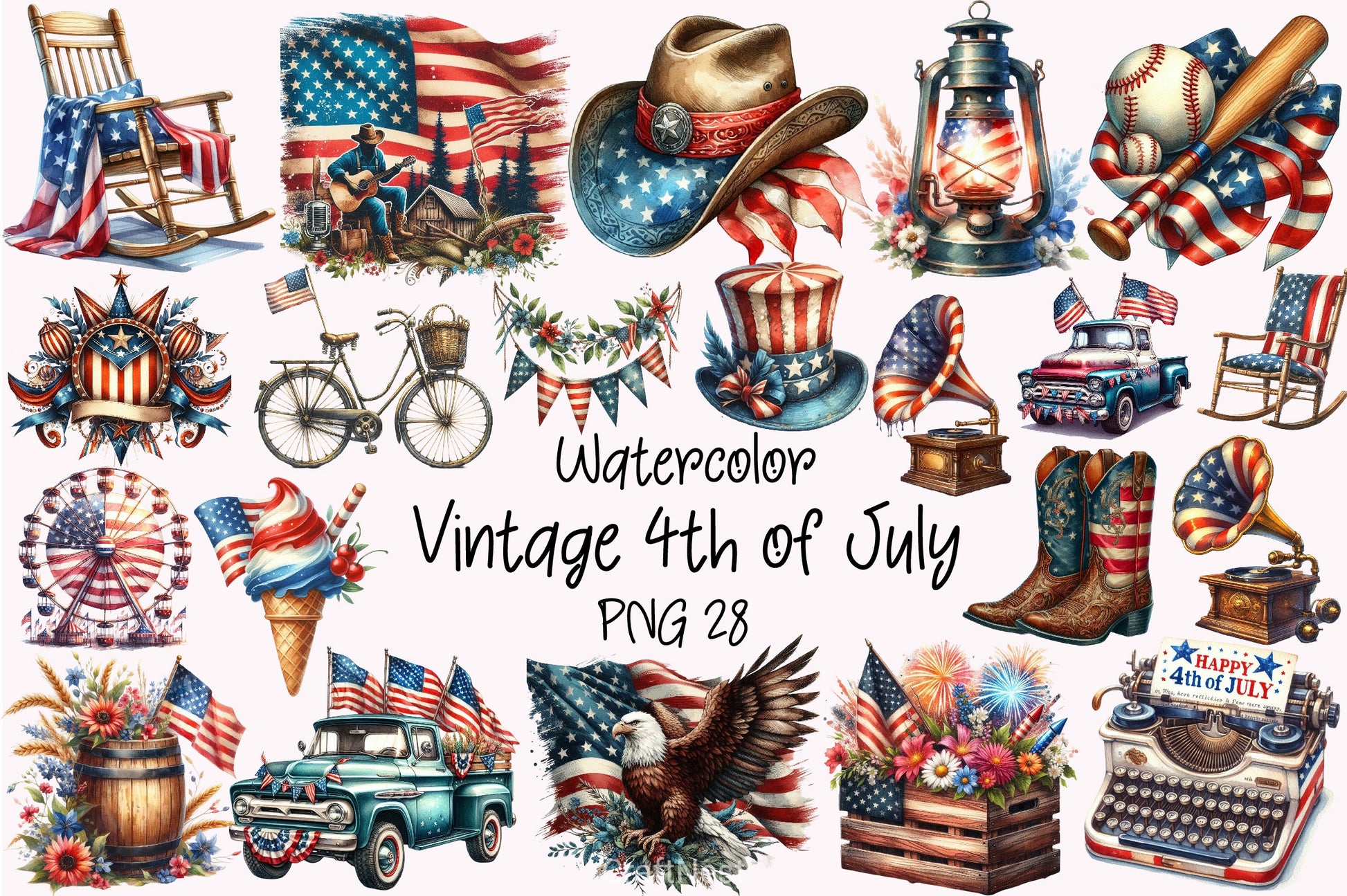4th of July Vintage Clipart Bundle - CraftNest - Digital Crafting and Art