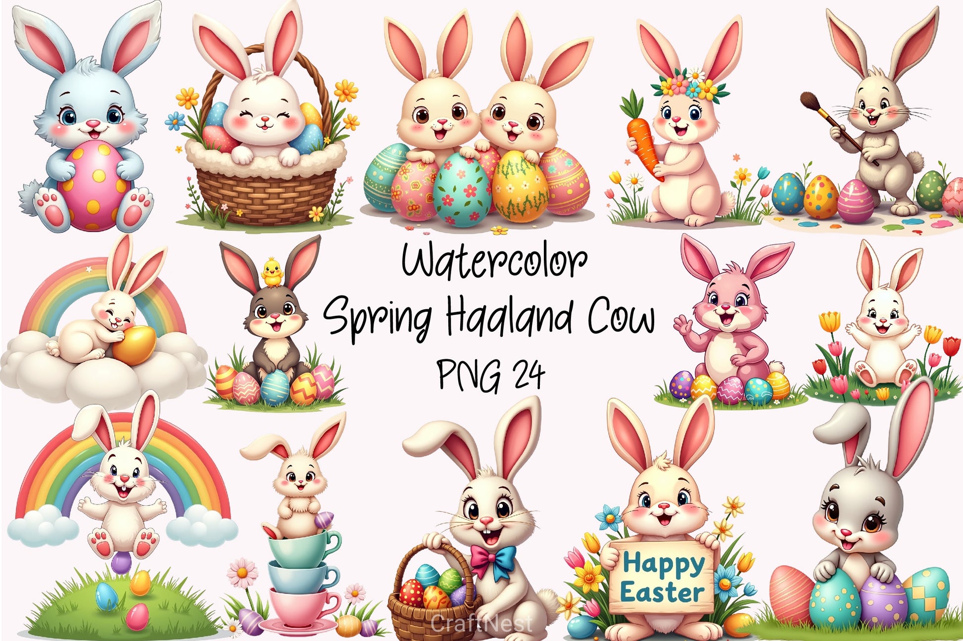 Cute Easter Bunny Clipart Bundle 54 - CraftNest - Digital Crafting and Art