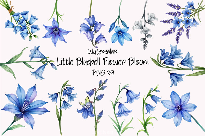 Little Bluebell Flower Clipart Bundle - CraftNest - Digital Crafting and Art