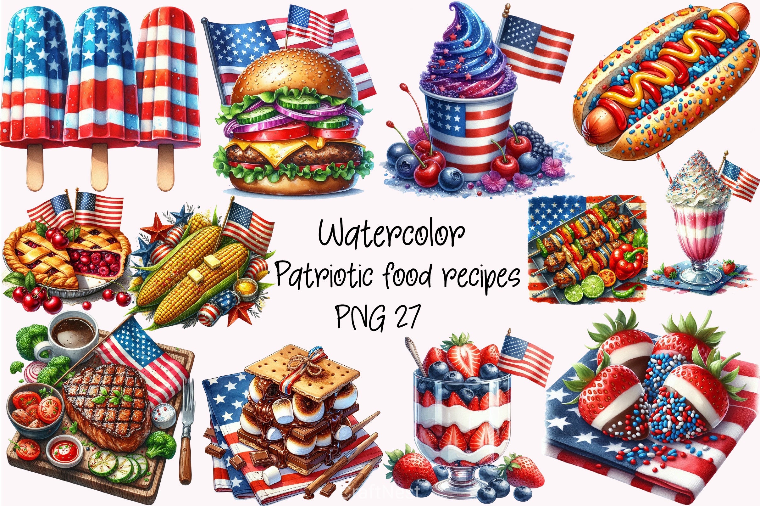 4th of July Food Recipes Clipart Bundle - CraftNest - Digital Crafting and Art