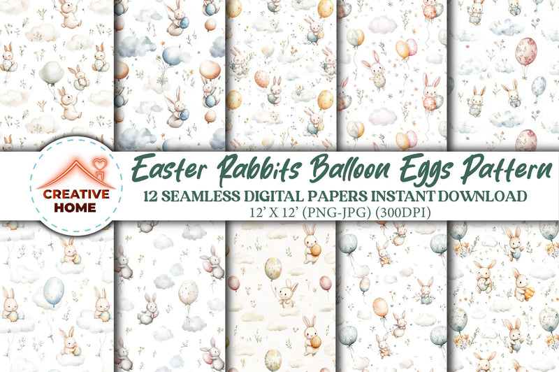 Easter Rabbits Balloon Eggs Clipart Bundle - CraftNest - Digital Crafting and Art