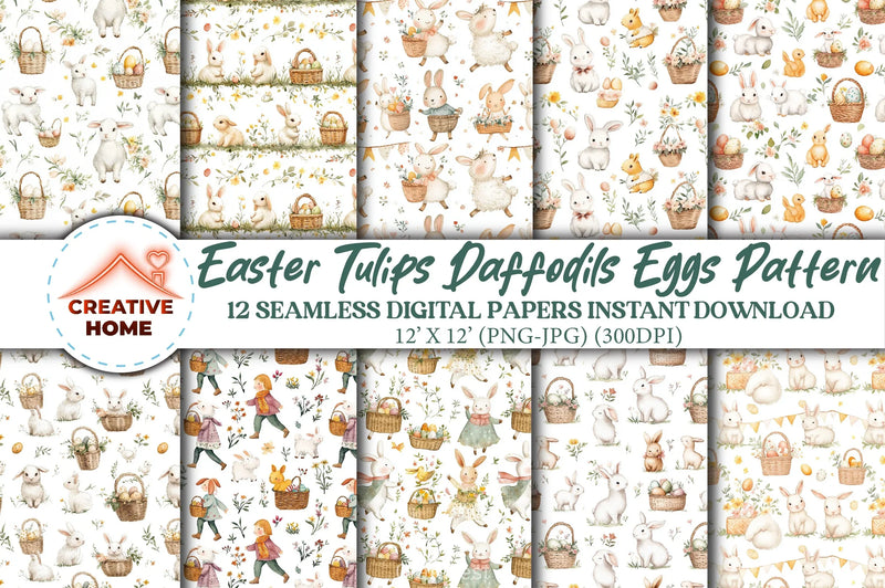 Easter Tulips Daffodils Eggs Clipart Bundle - CraftNest - Digital Crafting and Art
