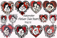 Mother & Child Heart Clipart Bundle - CraftNest - Digital Crafting and Art