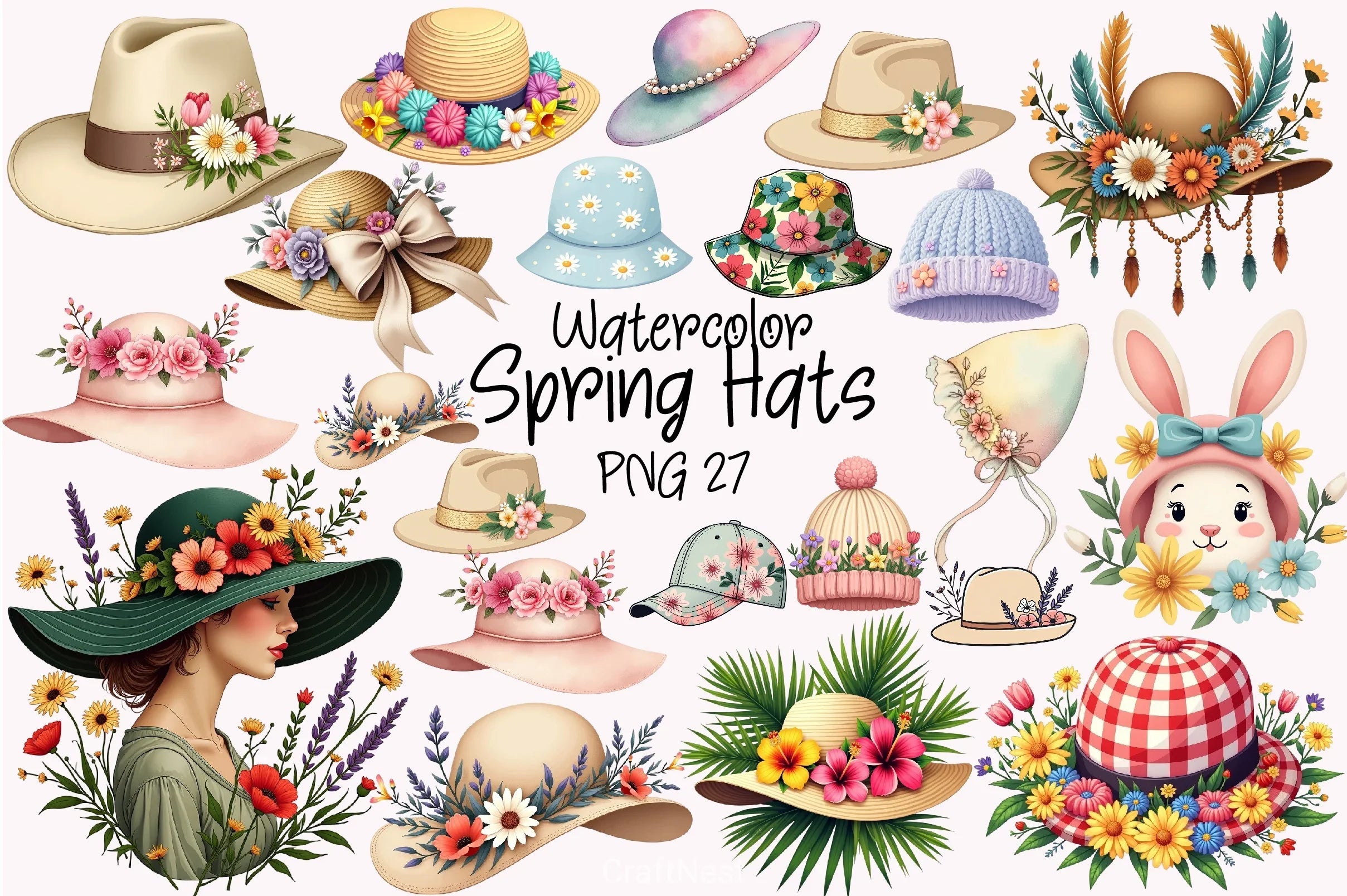 Spring Hats Clipart Bundle