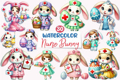 Easter Nurse Bunny Clipart Bundle - CraftNest - Digital Crafting and Art