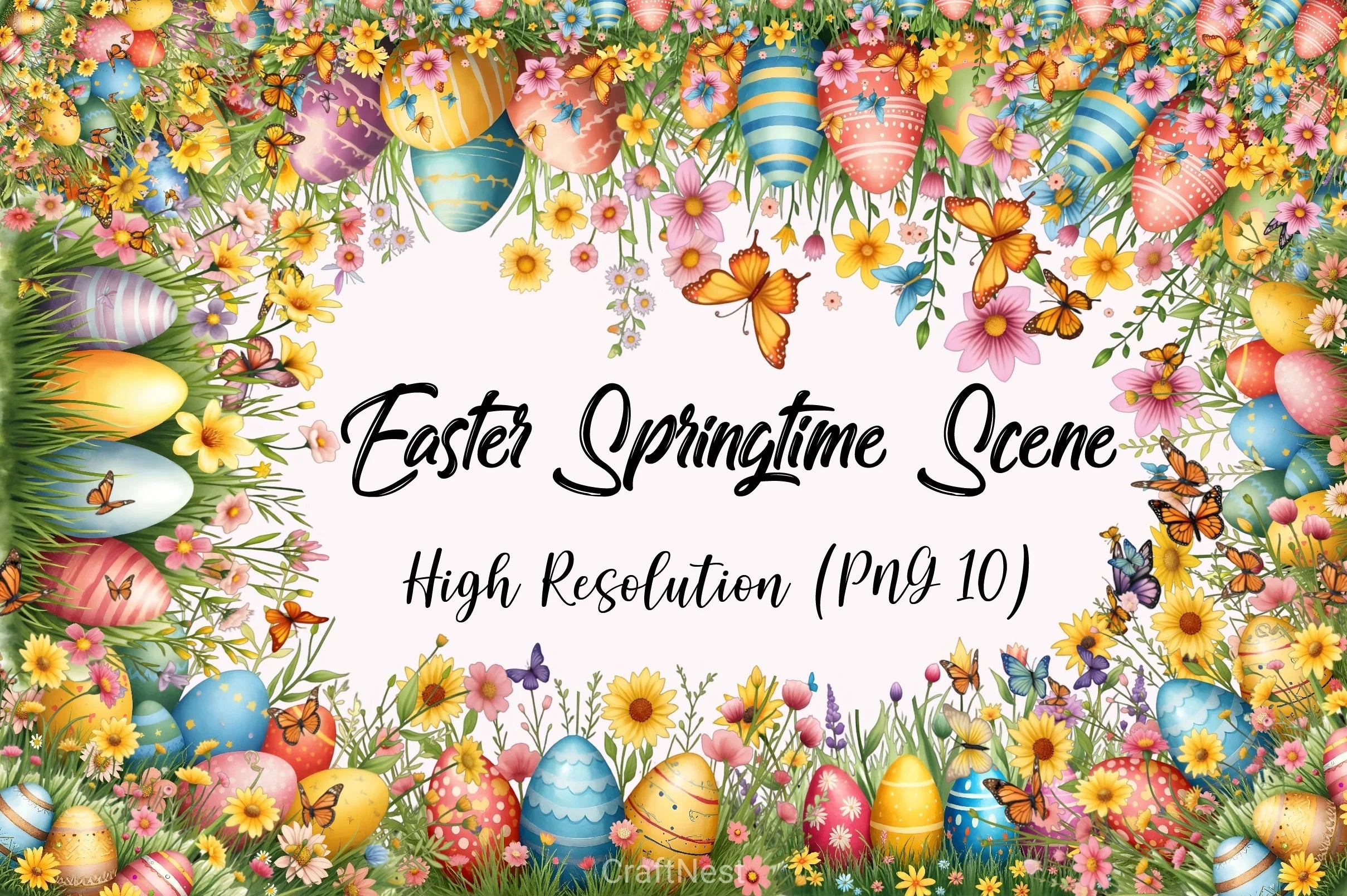 Easter Springtime Scene Clipart Bundle