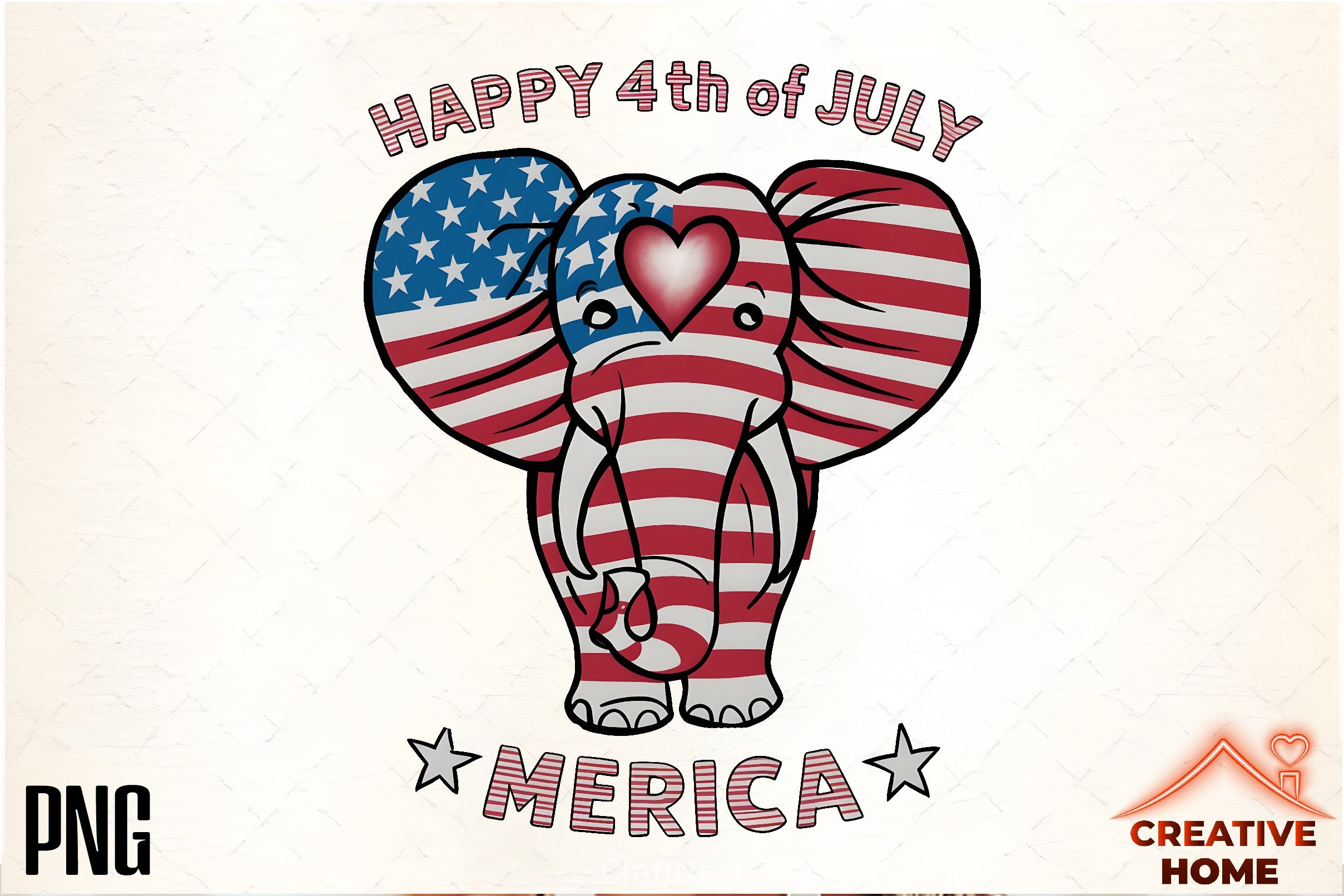 Patriotic Elephant Heart Clipart Bundle 1 - CraftNest - Digital Crafting and Art