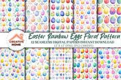 Easter Rainbow Eggs Floral Clipart Bundle - CraftNest - Digital Crafting and Art