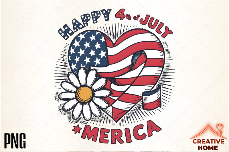 Patriotic Heart & Daisy Clipart Bundle - CraftNest - Digital Crafting and Art