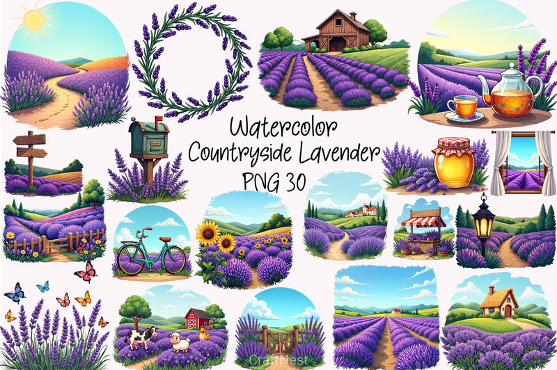 Countryside Lavender Clipart Bundle - CraftNest - Digital Crafting and Art