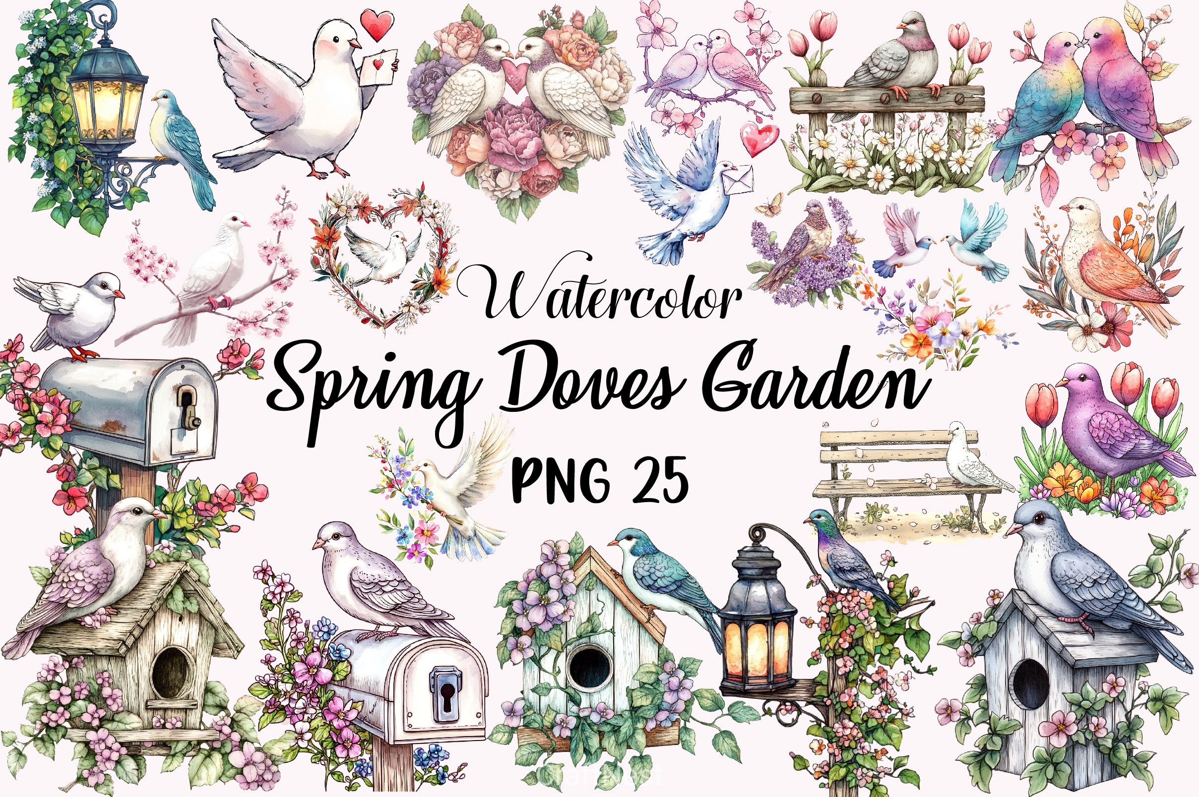 Spring Doves Clipart Bundle - CraftNest - Digital Crafting and Art