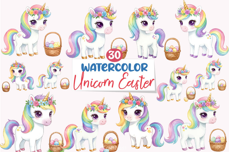 Unicorn Easter Basket Clipart Bundle - CraftNest - Digital Crafting and Art