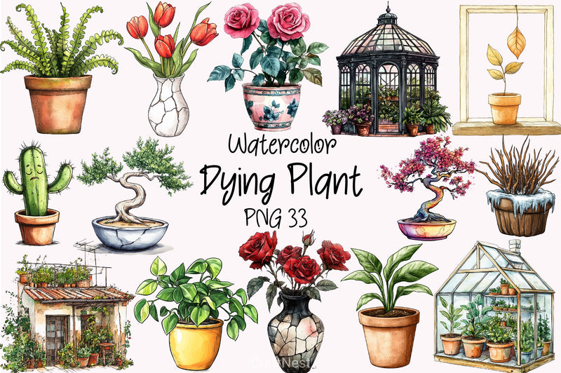 Dying Plant Planter Clipart Bundle - CraftNest - Digital Crafting and Art