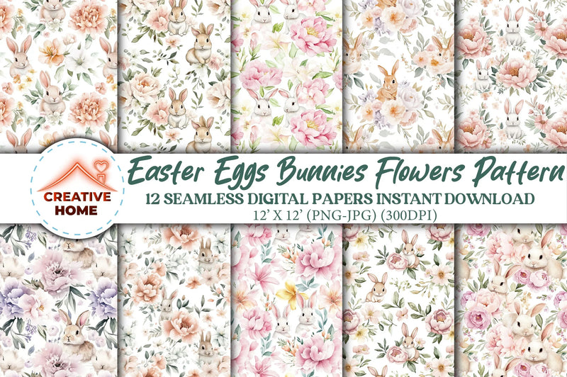 Easter Eggs Bunnies Flowers Clipart Bundle - CraftNest - Digital Crafting and Art