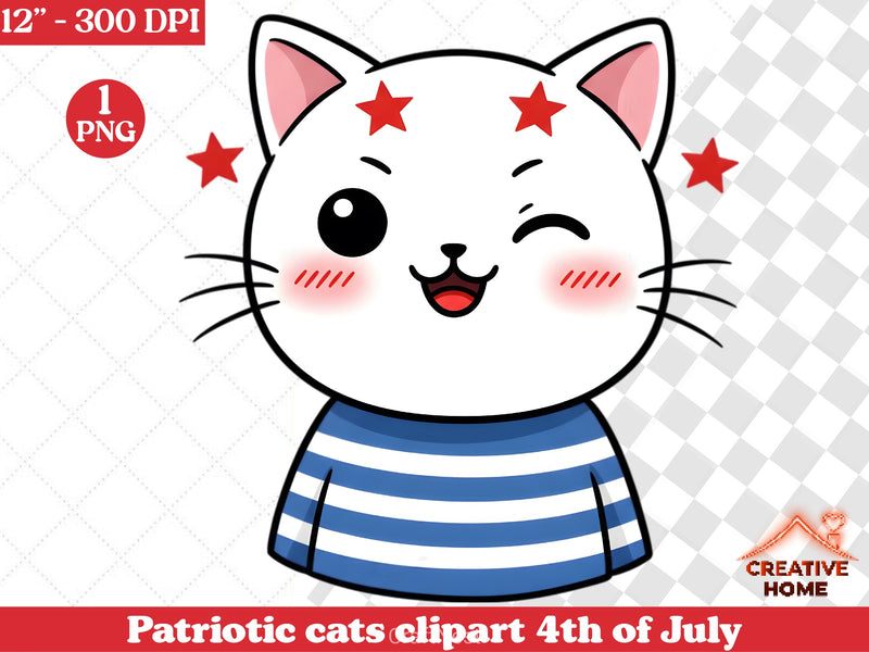 Patriotic Cats 4th of July Clipart Bundle - CraftNest - Digital Crafting and Art