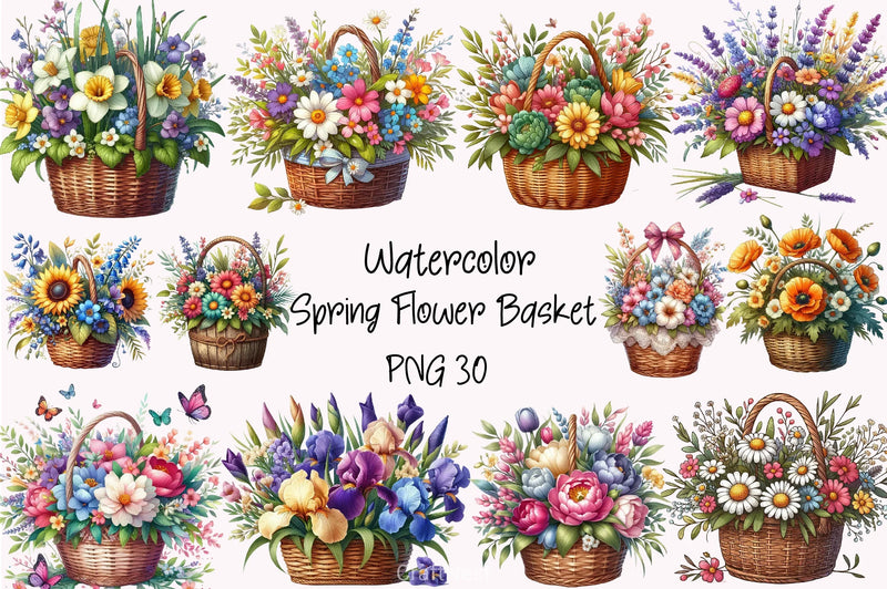 Spring Flower Basket Clipart Bundle 46 - CraftNest - Digital Crafting and Art