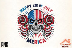 Patriotic Skull with Roses Clipart Bundle - CraftNest - Digital Crafting and Art
