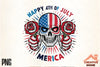 Patriotic Skull with Roses Clipart Bundle