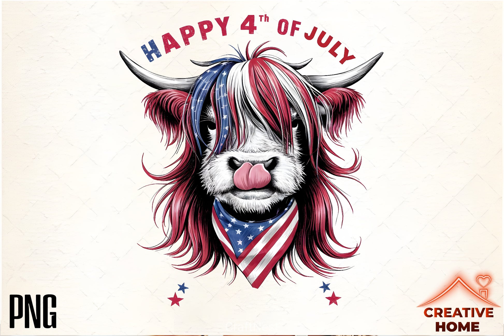 Patriotic Highland Cow Clipart Bundle 2 - CraftNest - Digital Crafting and Art