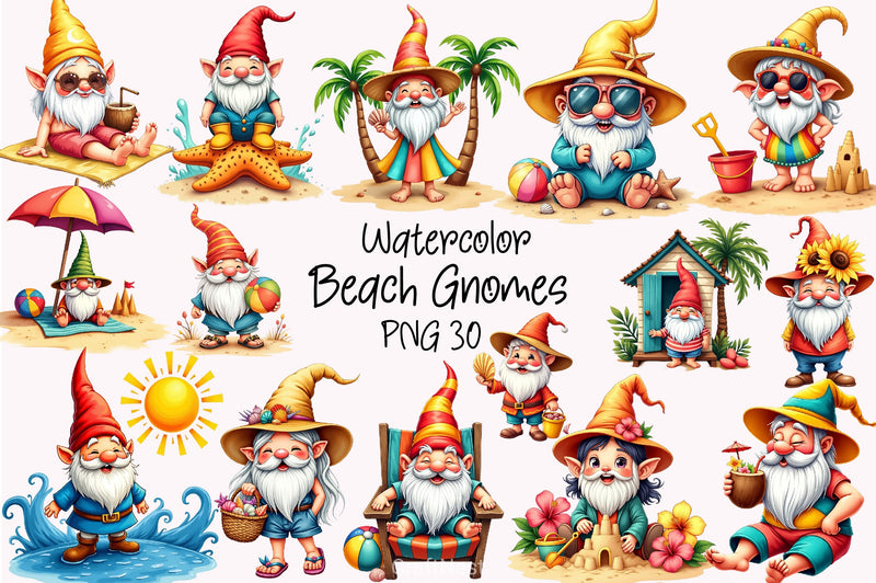 Beach Gnomes Clipart Bundle - CraftNest - Digital Crafting and Art