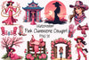 Pink Chinoiserie Cowgirl Clipart Bundle