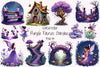 Enchanted Purple Fairies Garden Clipart Bundle