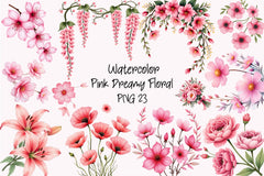 Pink Dreamy Floral Clipart Bundle - CraftNest - Digital Crafting and Art