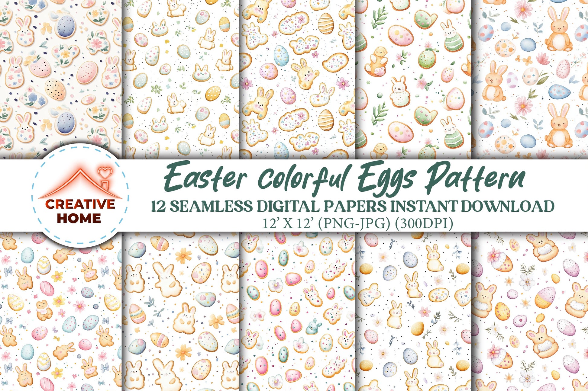 Easter Colorful Eggs Clipart Bundle - CraftNest - Digital Crafting and Art