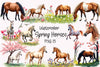 Spring Horses Clipart Bundle