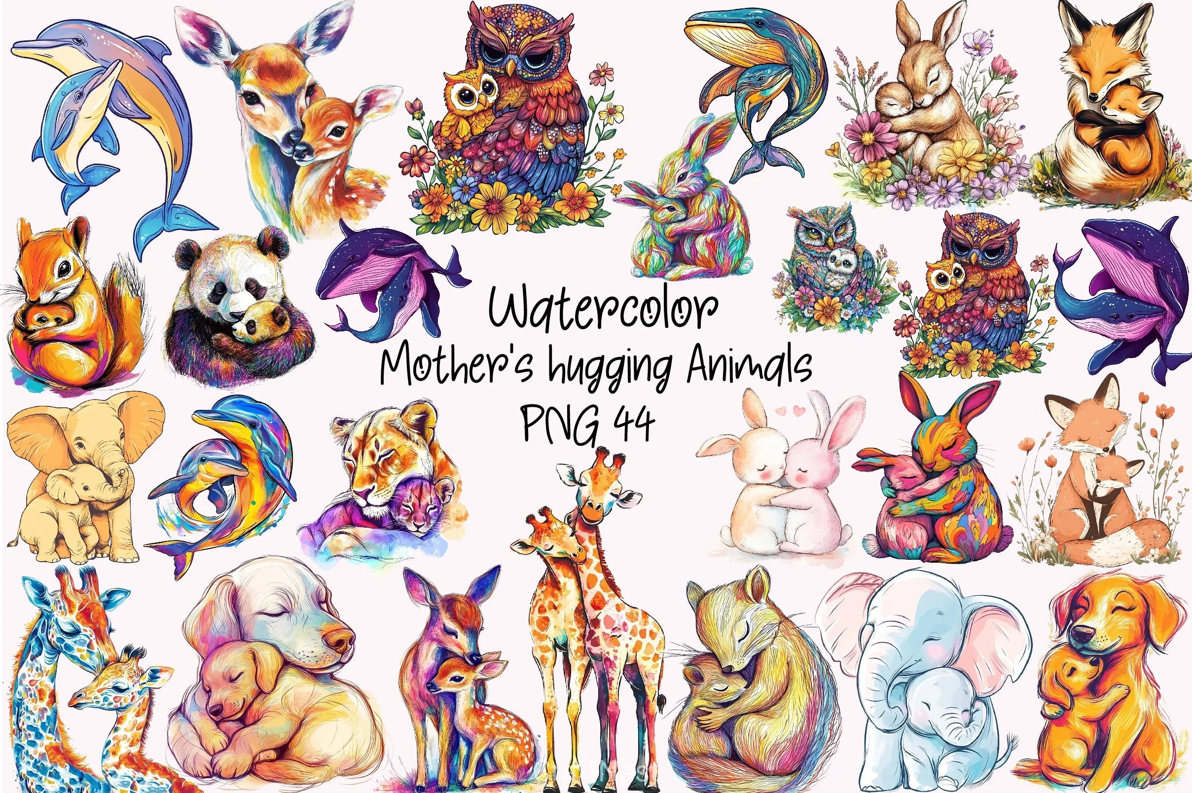 Mother's Day Hugging Animals Clipart Bundle - CraftNest - Digital Crafting and Art