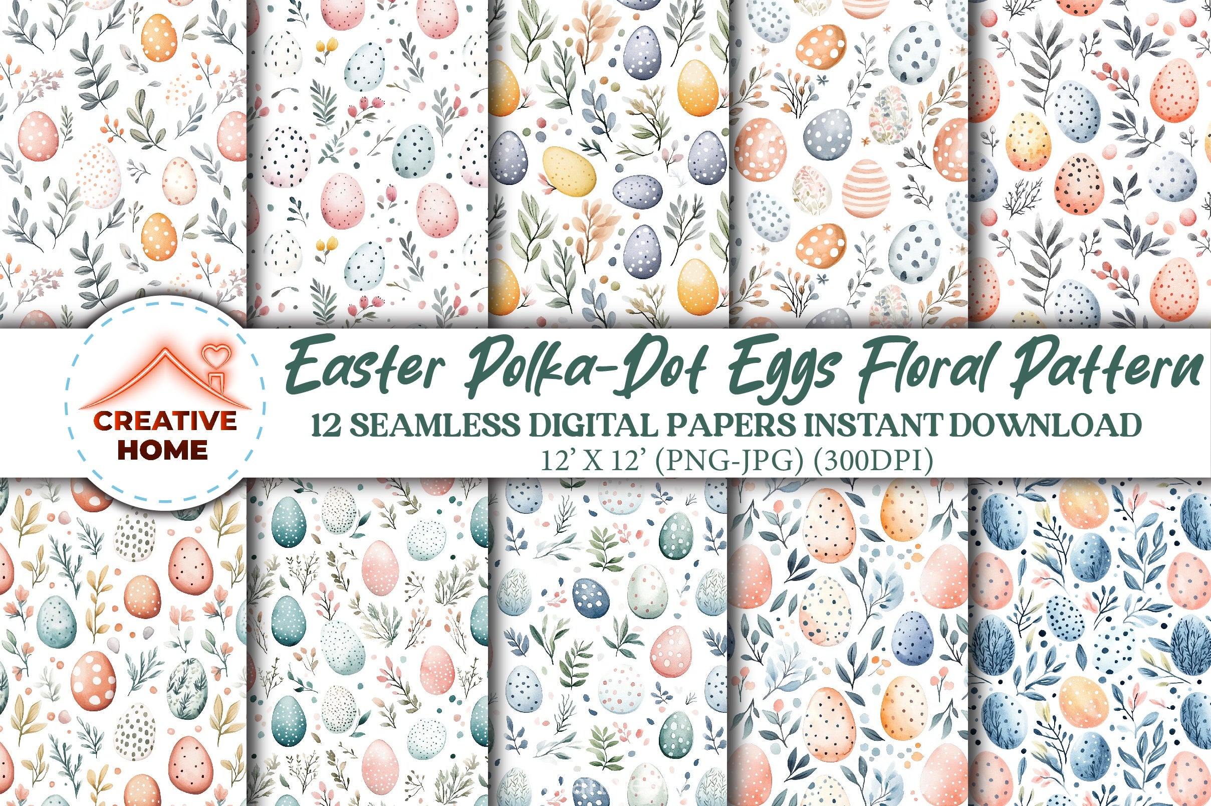 Easter Polka Dot Eggs Clipart Bundle - CraftNest - Digital Crafting and Art