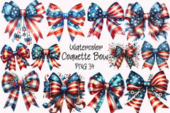 Coquette Bow 4th July Flag Clipart Bundle - CraftNest - Digital Crafting and Art