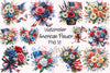 American Flag Flower Bouquet Clipart Bundle