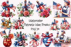 4th of July Wine Drinks Clipart Bundle - CraftNest - Digital Crafting and Art