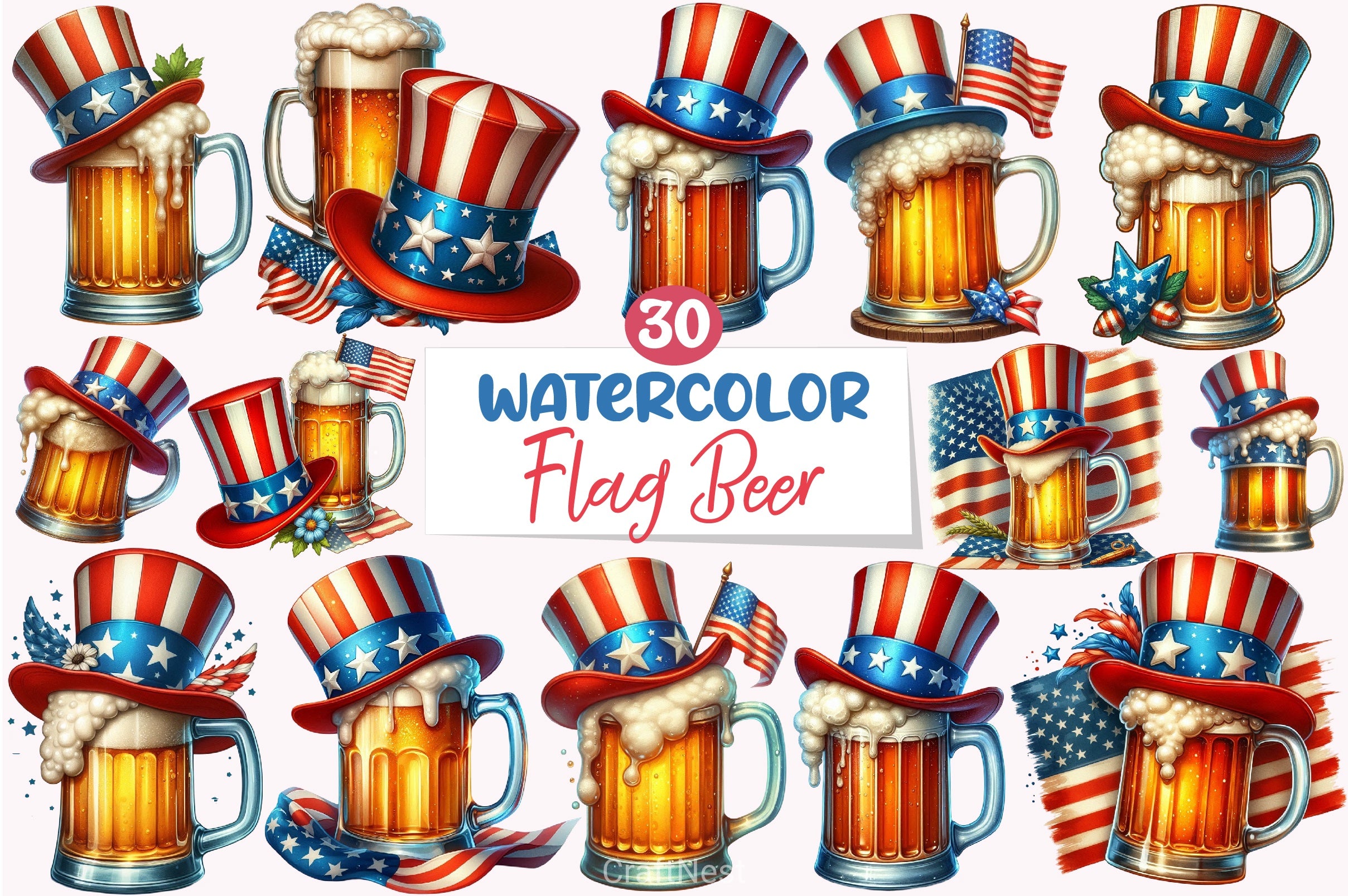 American Flag Beer Clipart Bundle - CraftNest - Digital Crafting and Art