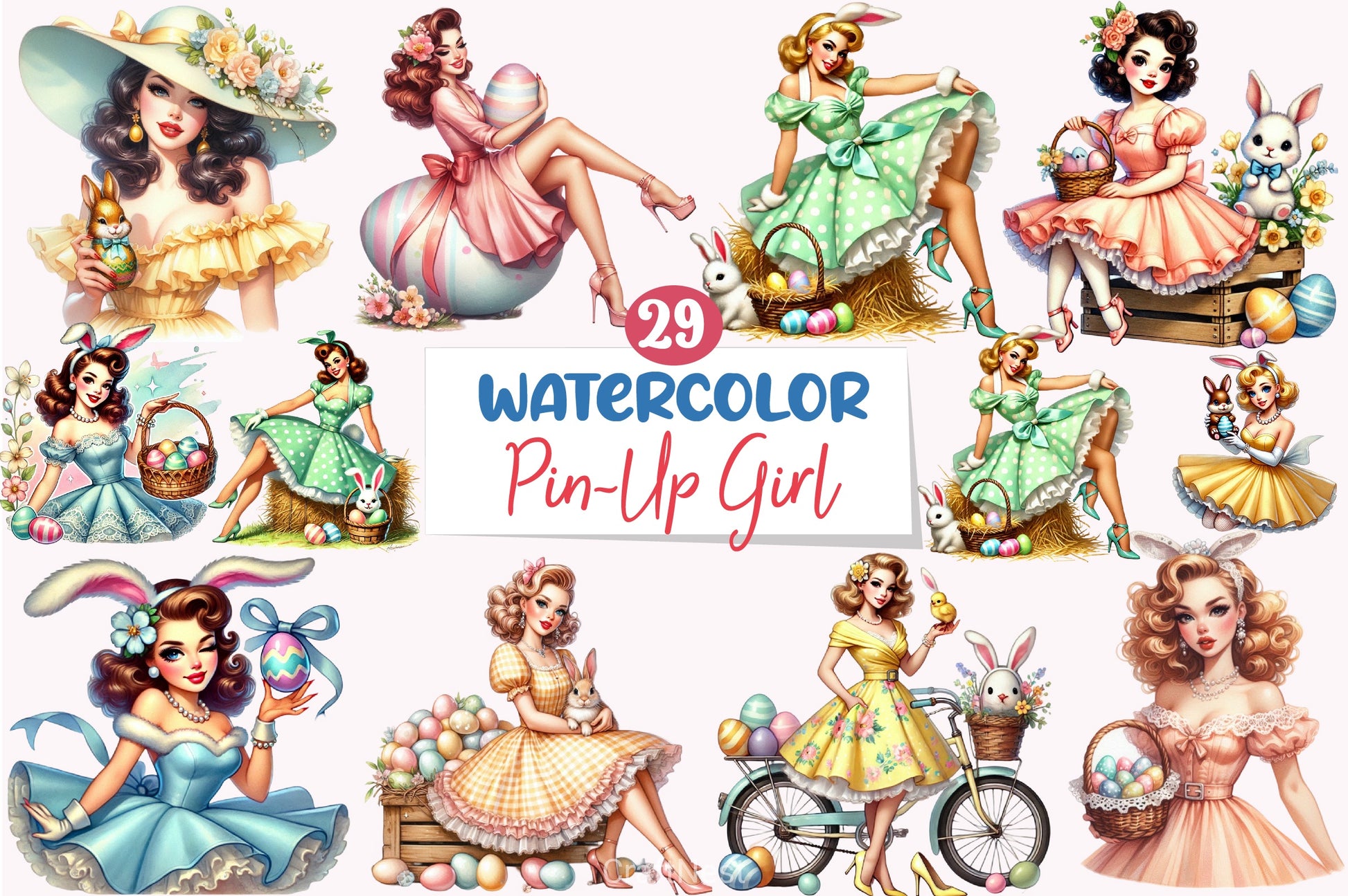 Easter Pin Up Girl Clipart Bundle - CraftNest - Digital Crafting and Art