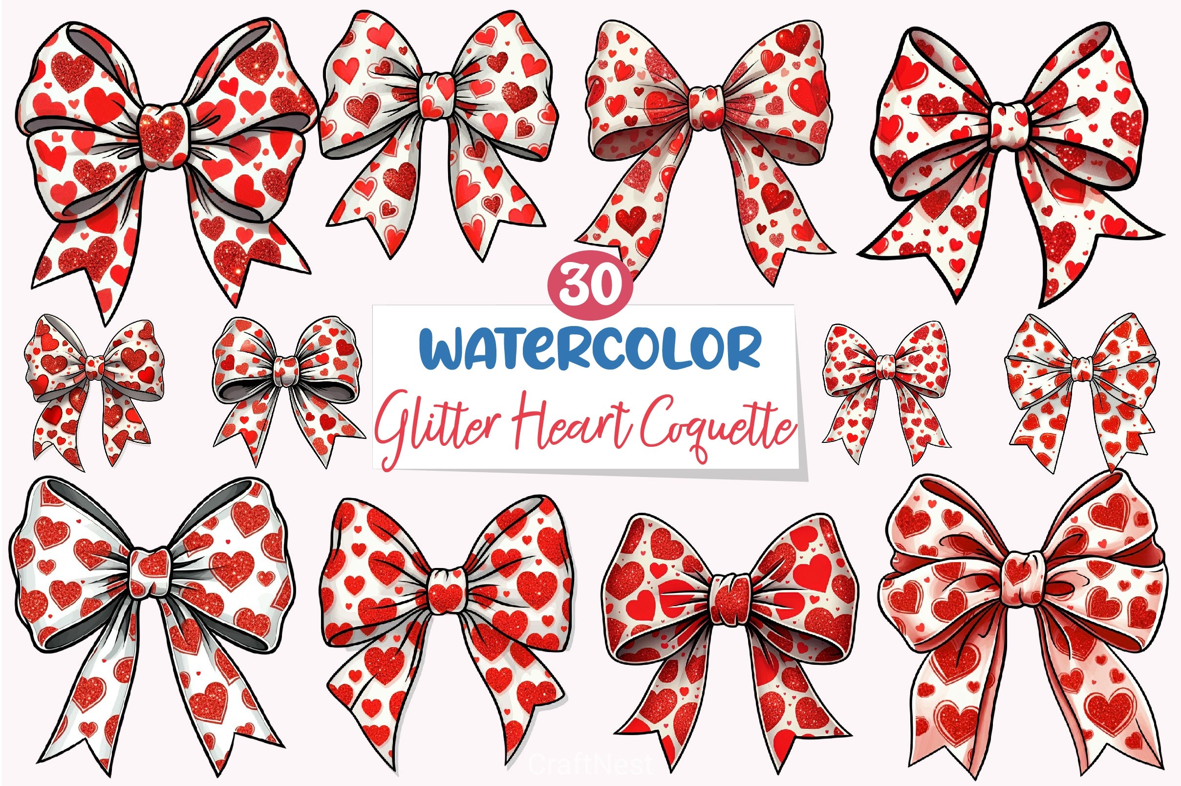 Glitter Valentine's Heart Clipart Bundle - CraftNest - Digital Crafting and Art