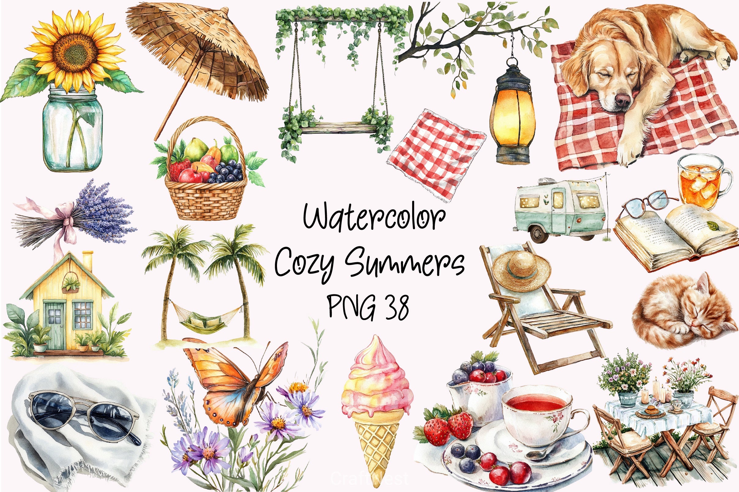 Cozy Summer Clipart Bundle - CraftNest - Digital Crafting and Art