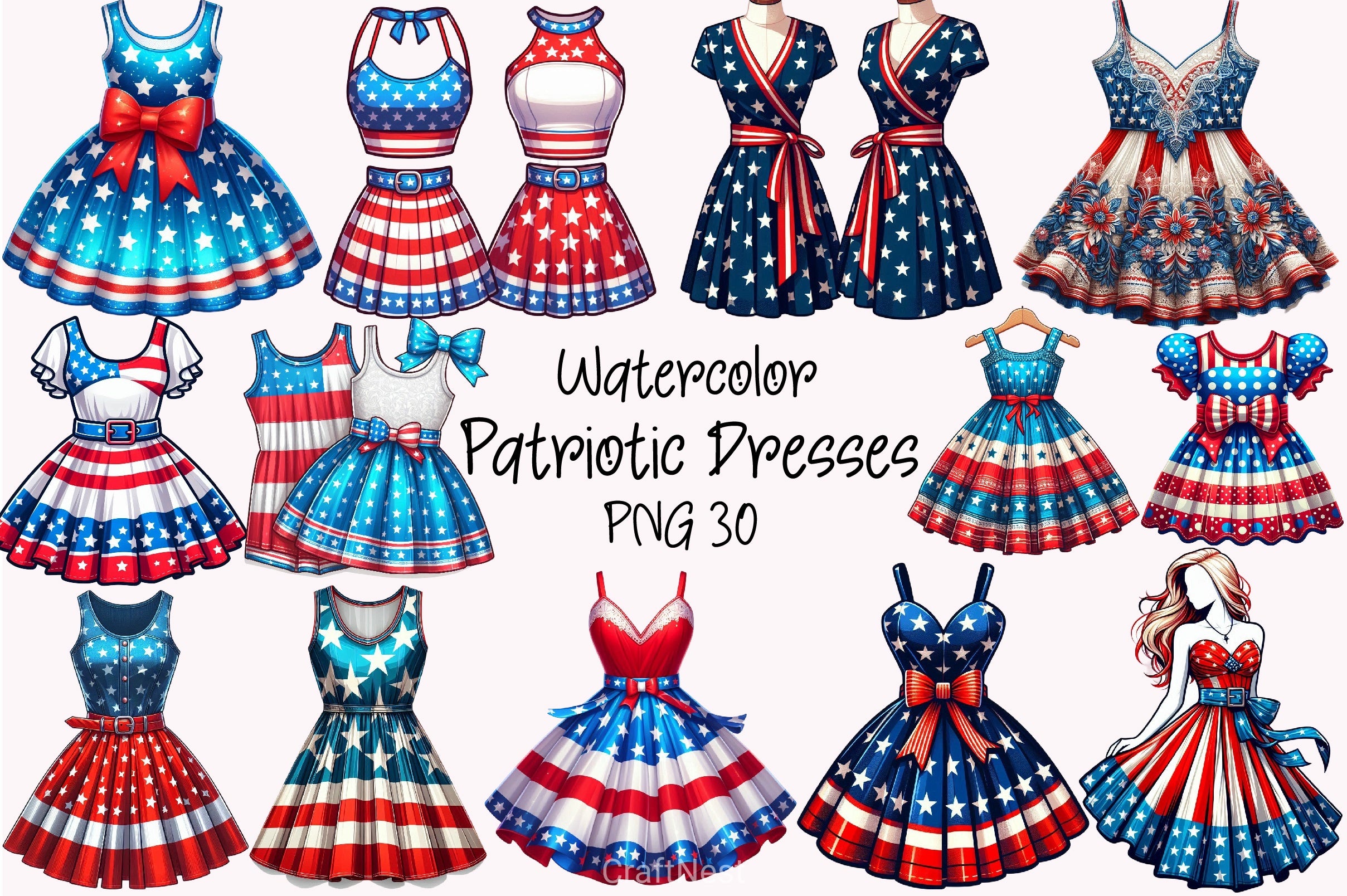 American 4th July Dresses Clipart Bundle - CraftNest - Digital Crafting and Art