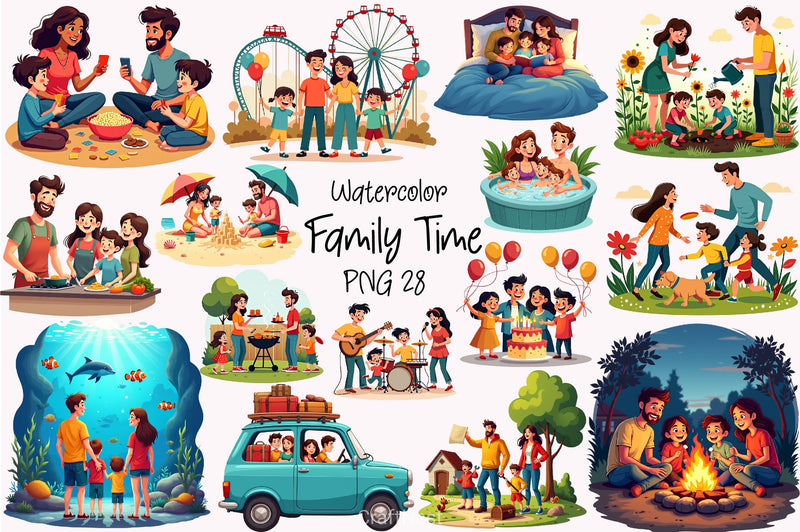 Family Time Clipart Bundle - CraftNest - Digital Crafting and Art