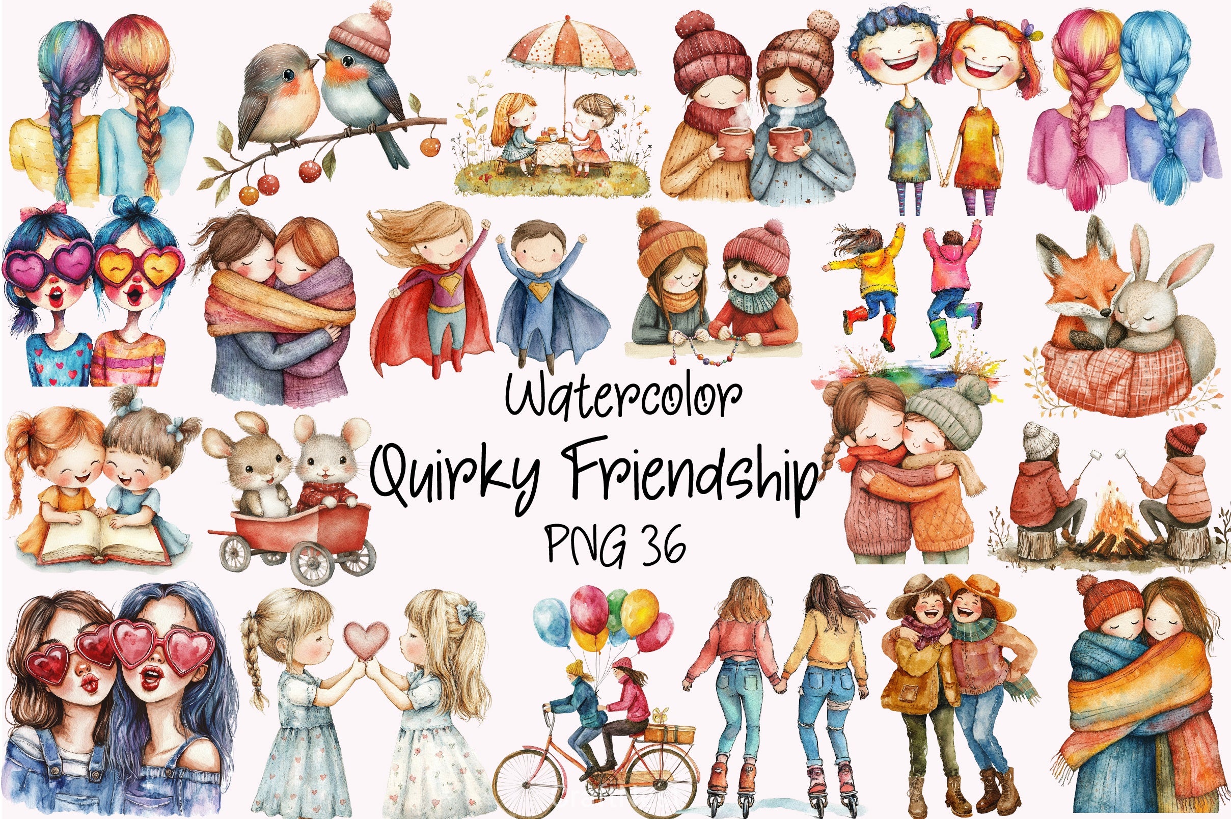 Quirky Friendship Clipart Bundle - CraftNest - Digital Crafting and Art