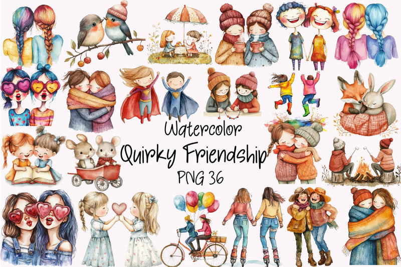 Quirky Friendship Clipart Bundle - CraftNest - Digital Crafting and Art