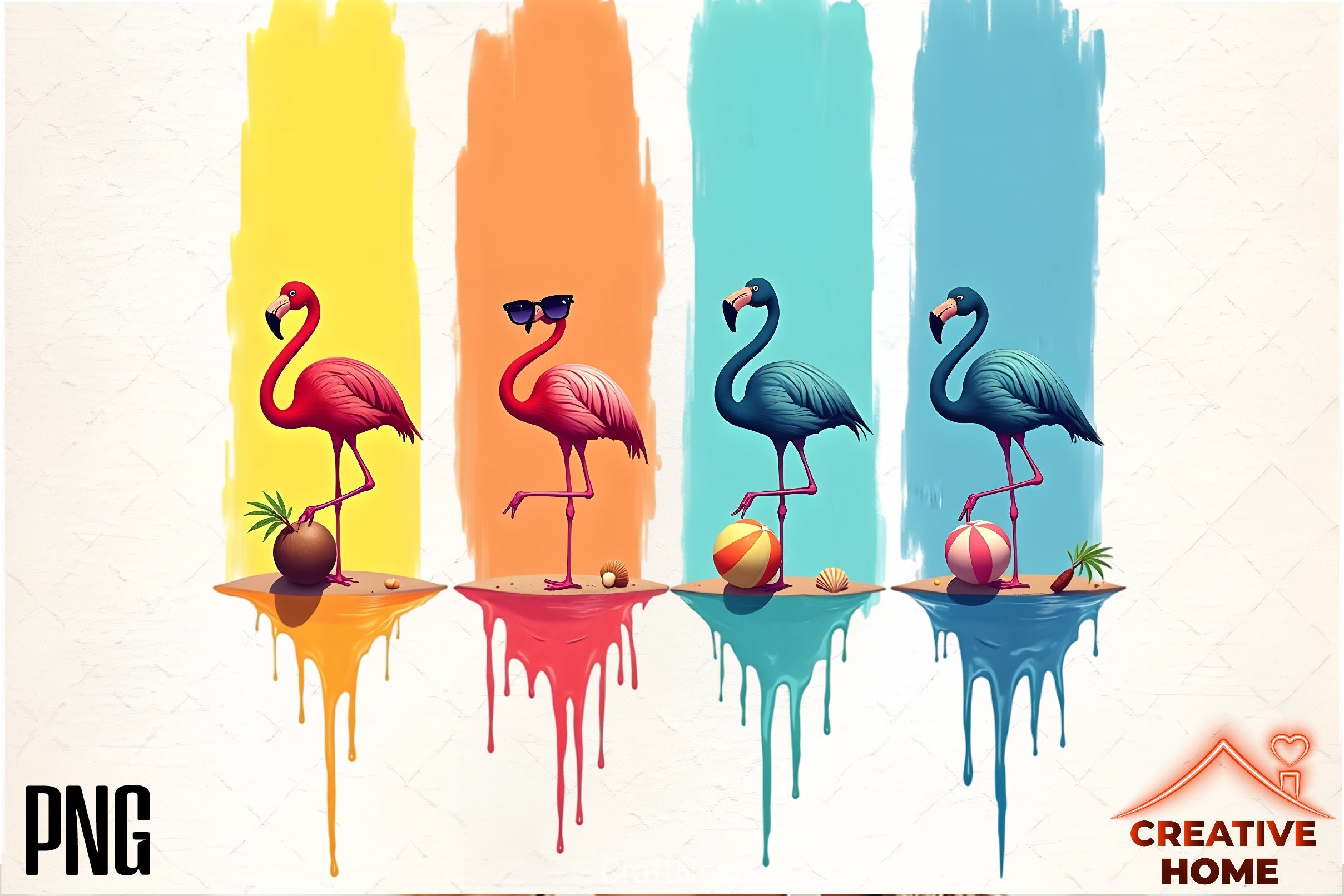 Summer Solstice Flamingos Clipart Bundle - CraftNest - Digital Crafting and Art