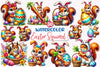 Funny Easter Squirrel Clipart Bundle