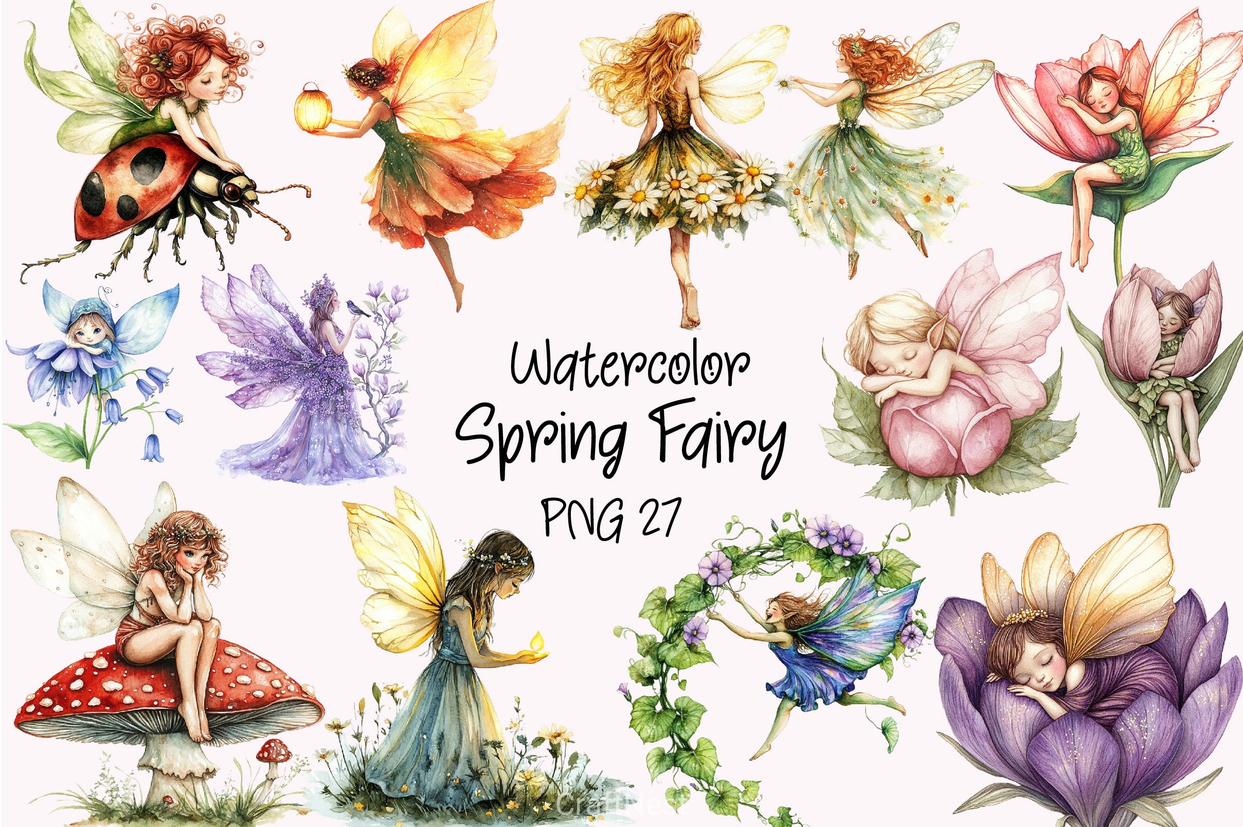 Spring Fairy Clipart Bundle 5 - CraftNest - Digital Crafting and Art