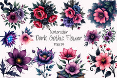 Dark Moody Gothic Flower Clipart Bundle 29 - CraftNest - Digital Crafting and Art