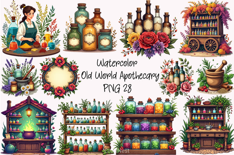 Old World Apothecary Clipart Bundle - CraftNest - Digital Crafting and Art