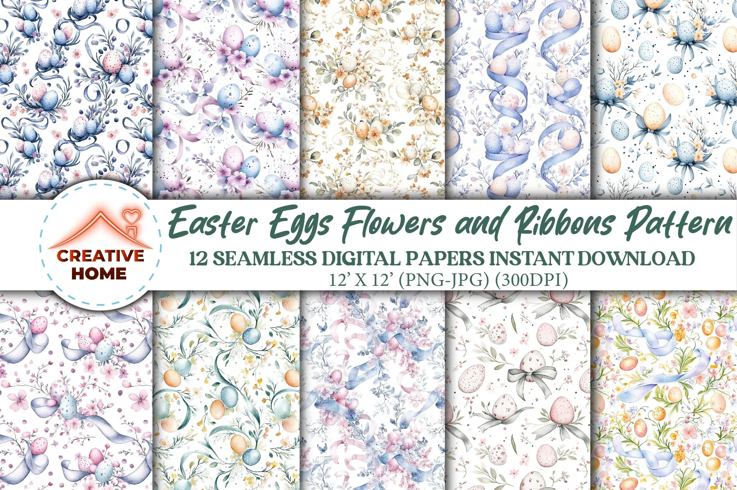 Easter Eggs & Flowers Clipart Bundle 1 - CraftNest - Digital Crafting and Art
