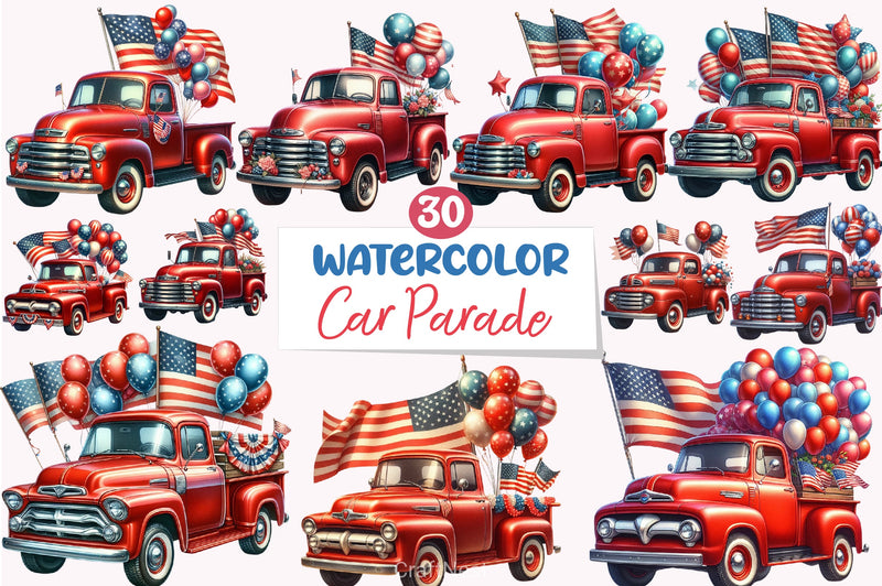 Memorial Day Car Parade Clipart Bundle - CraftNest - Digital Crafting and Art