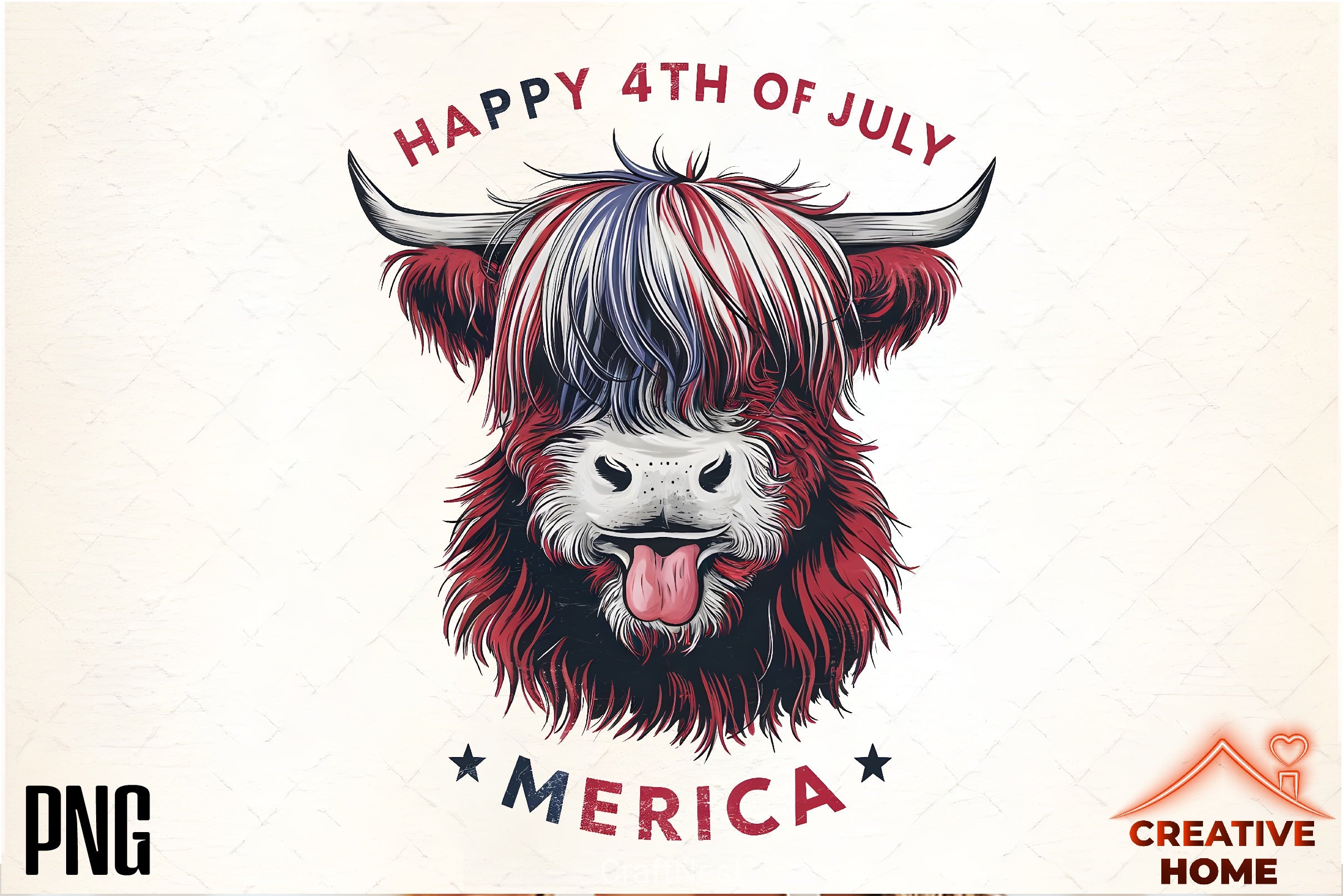 Patriotic Highland Cow Clipart Bundle 6 - CraftNest - Digital Crafting and Art